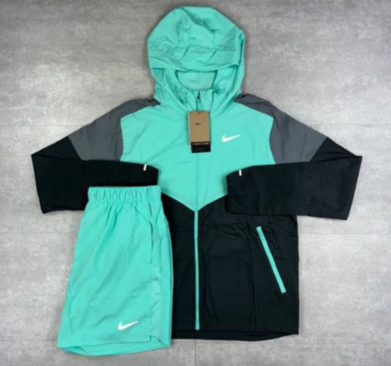 Nike Repel Windbreaker Short Set Mint Grey Black